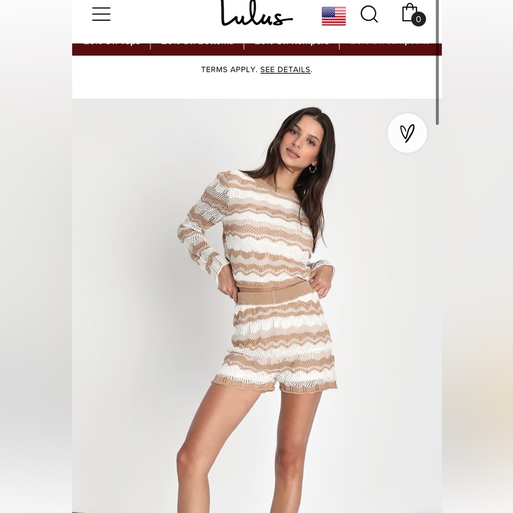 Leisurely Cutie White Multi Chevron Crochet Two-Piece Lounge Set